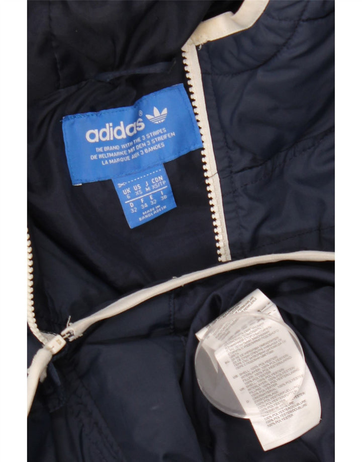 Adidas, polstret hættejakke til kvinder, UK 6 XS marineblå polyester