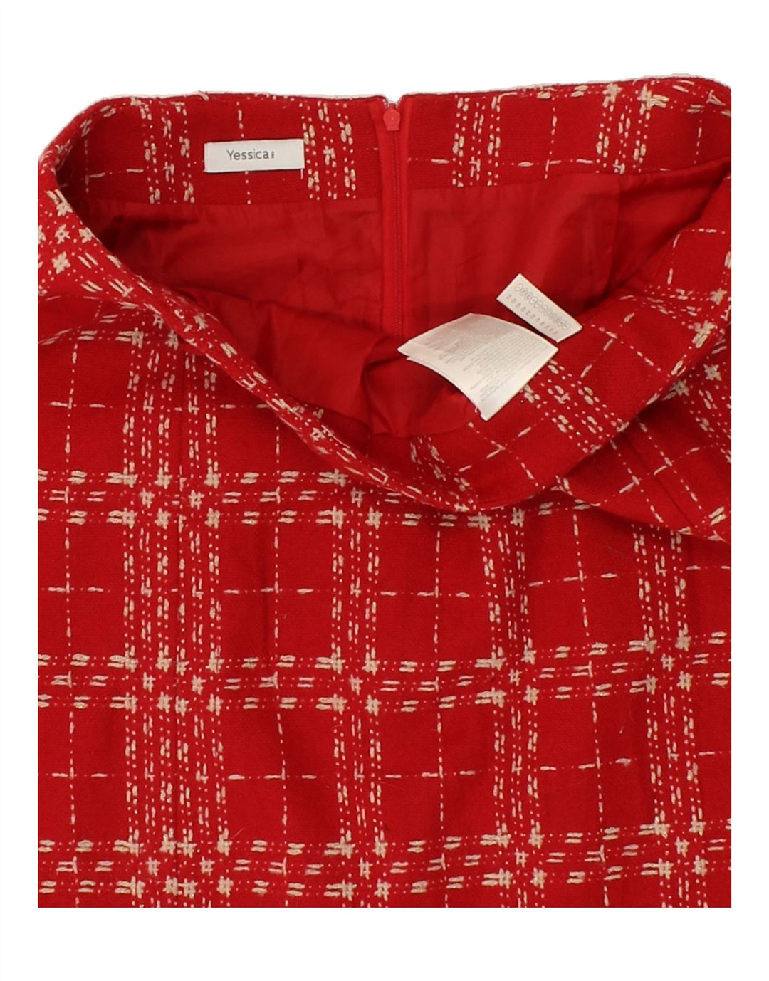 YESSICA Womens Straight Skirt IT 44 Medium W34 Red Check Polyester Vintage Yessica and Second-Hand Yessica from Messina Hembry 