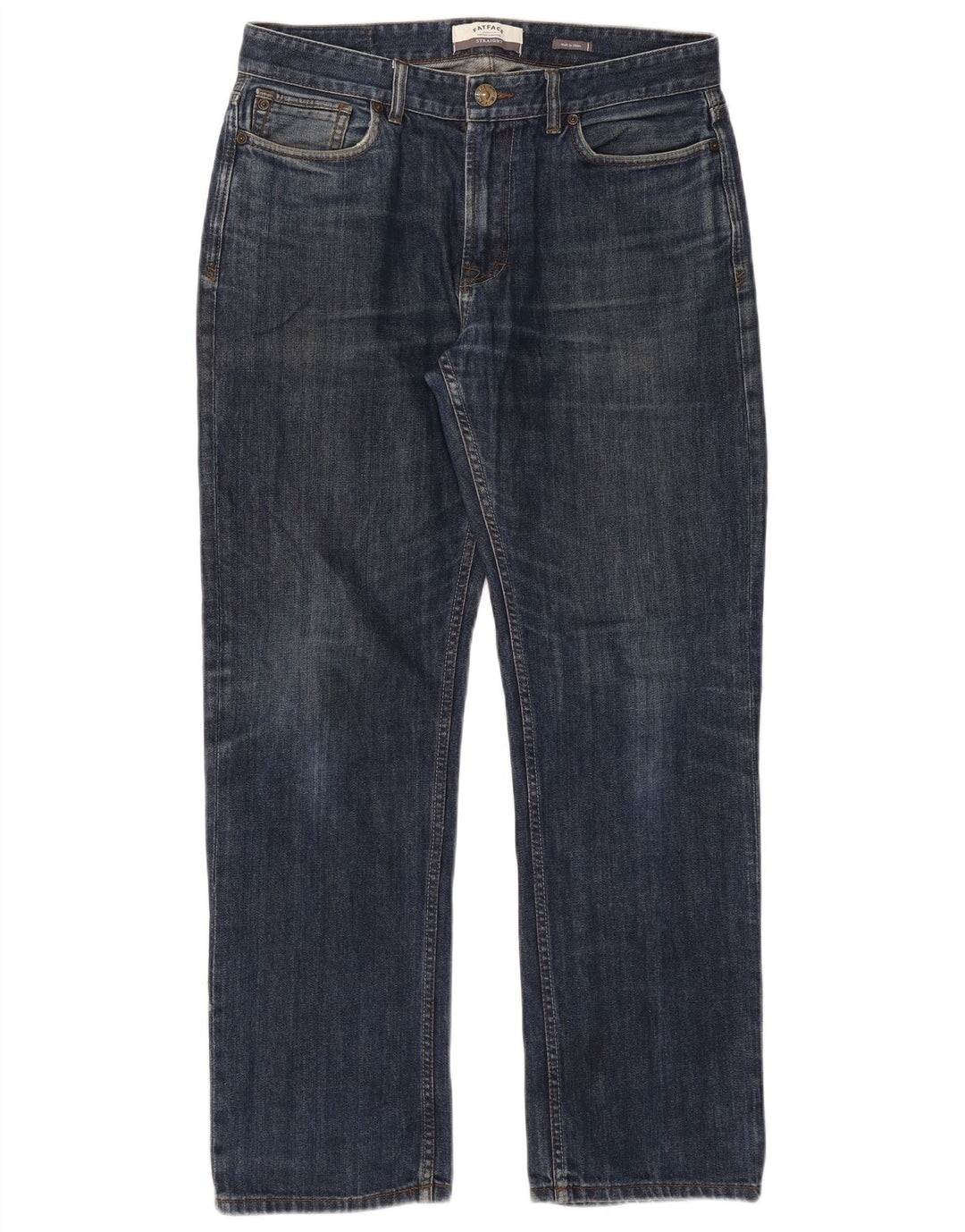 Fat Face Herre Straight Jeans W34 L30 Blå Bomuld