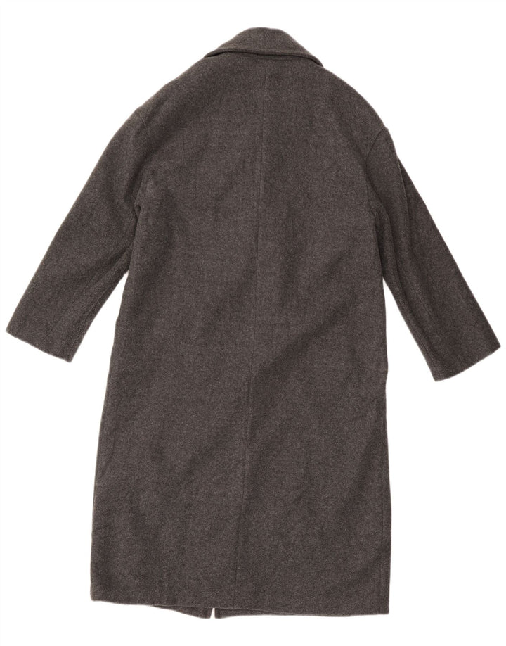 ZARA Dame Oversized Dobbeltradet Frakke UK 6 XS Grå Polyester