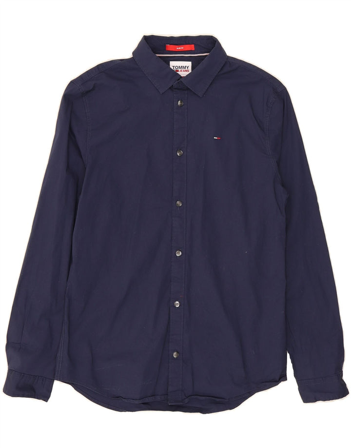 TOMMY HILFIGER Mens Shirt Medium Navy Blue Cotton Vintage Tommy Hilfiger and Second-Hand Tommy Hilfiger from Messina Hembry 