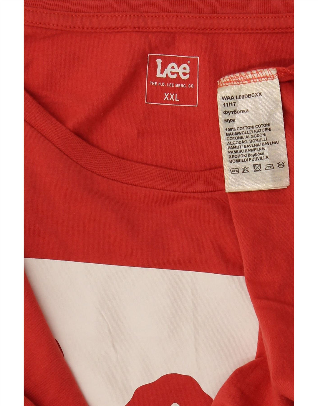 LEE Grafisk T-shirt top til mænd 2XL rød bomuld