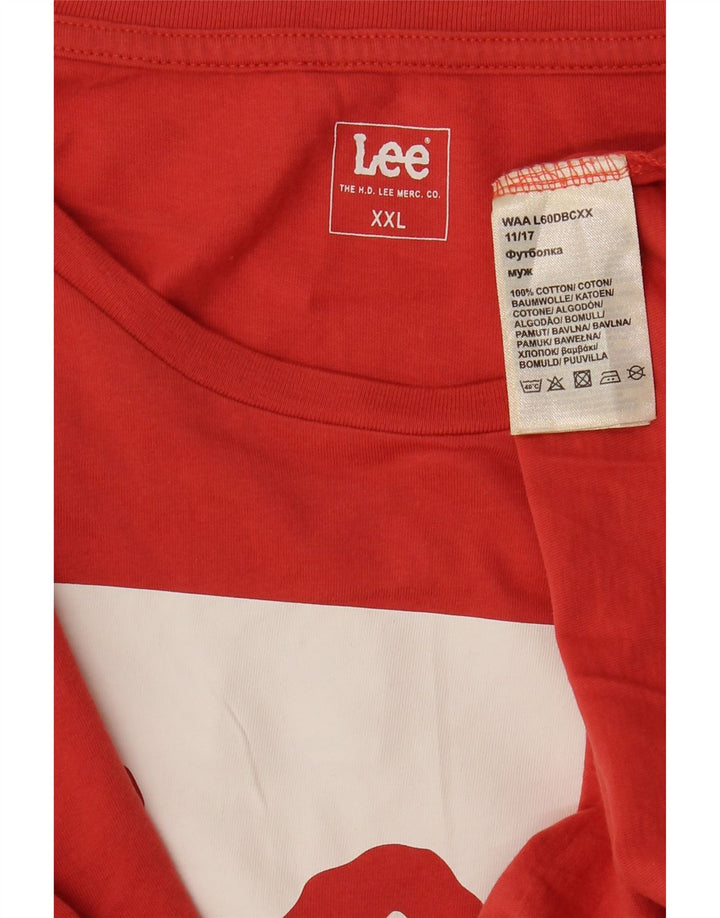 LEE Grafisk T-shirt top til mænd 2XL rød bomuld