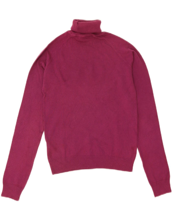 Zara Dame Crop Roll Neck Jumper Sweater UK 12 Medium Lilla Bomuld