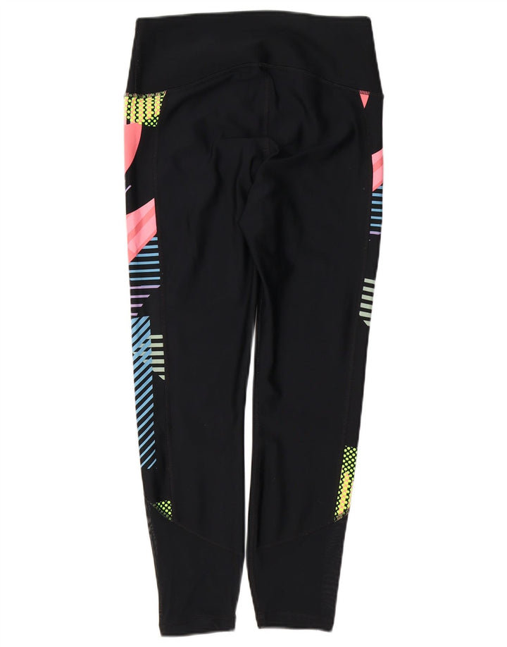 UNDER ARMOUR Womens Heat Gear Leggings UK 12 Medium  Black Geometric