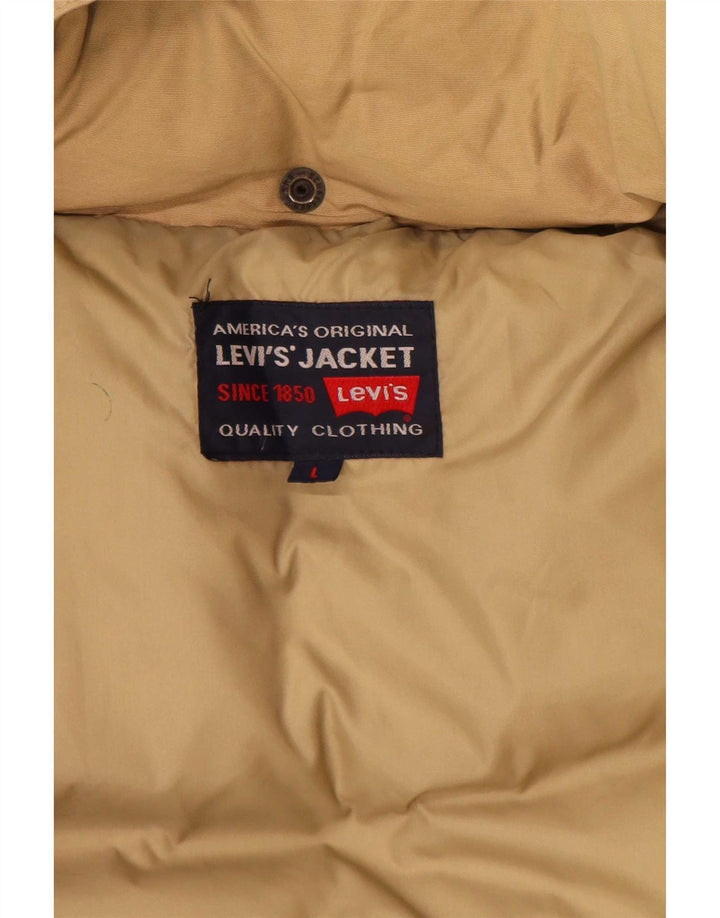 Levi's Herre hættepolstret jakke UK 40 Stor Beige Nylon