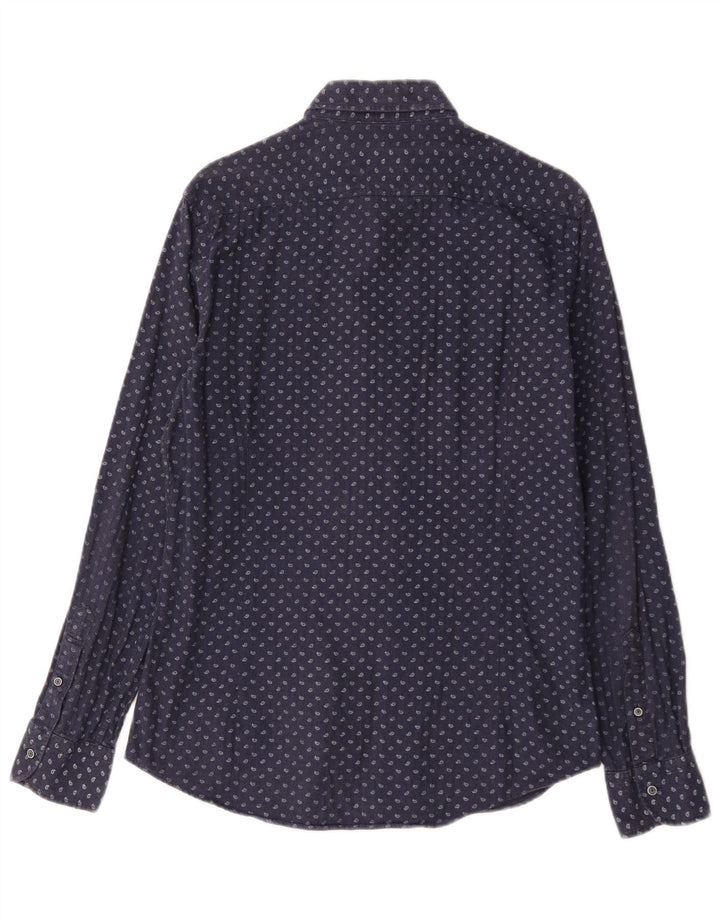 Massimo Dutti Herreskjorte Medium Navyblå Paisley Bomuld
