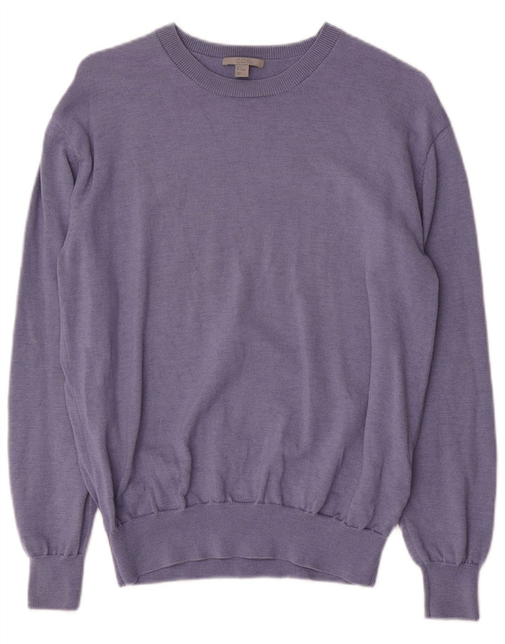 Cos Dame Oversized Boat Neck Jumper Sweater UK 10 Small Blue Wool