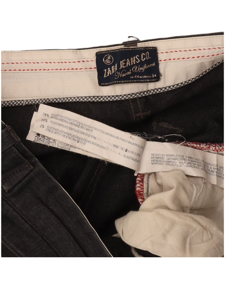 Zara Herre Slim Jeans EU 44 Large W34 L33 Sort Bomuld
