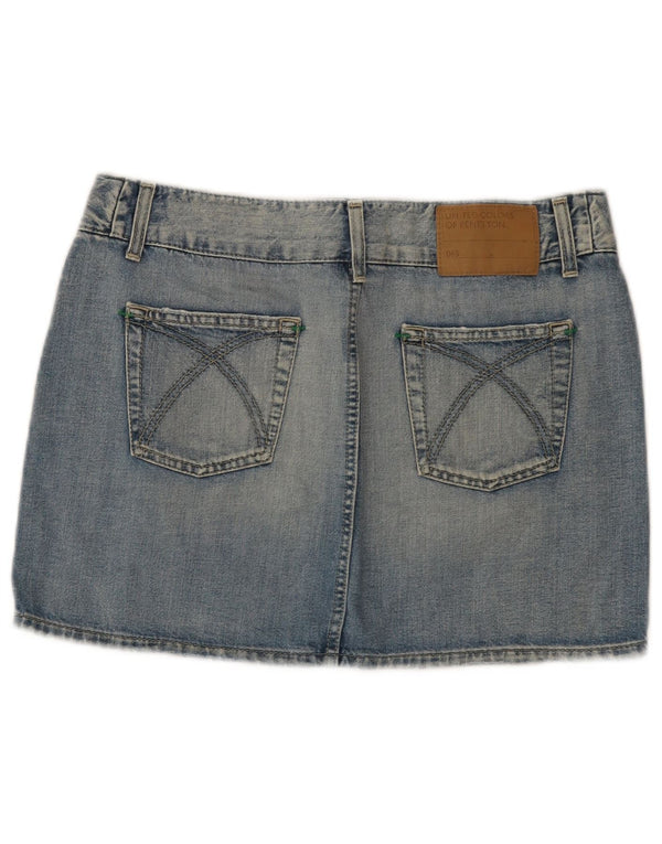 Benetton Dame Mini Denim Nederdel IT 44 Medium W32 Blå Bomuld