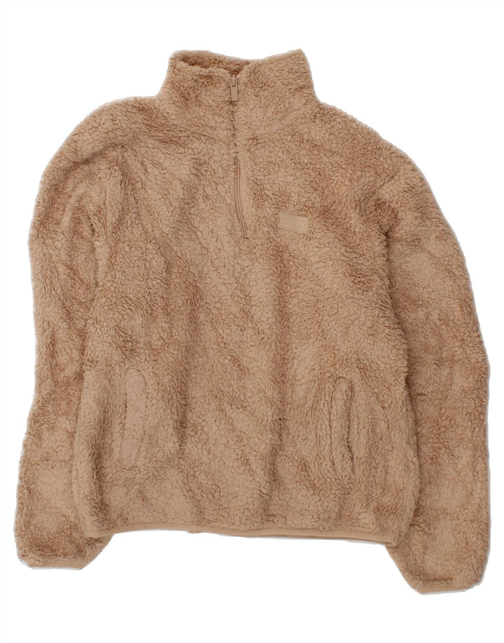 FILA Womens Zip Neck Fleece Jumper US 10 Large Beige Polyester Vintage Fila and Second-Hand Fila from Messina Hembry 