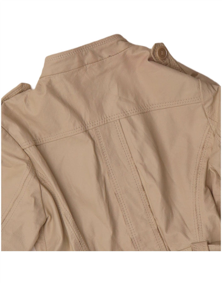 Vintage Military Læderjakke til kvinder IT 44 Medium Beige Læder