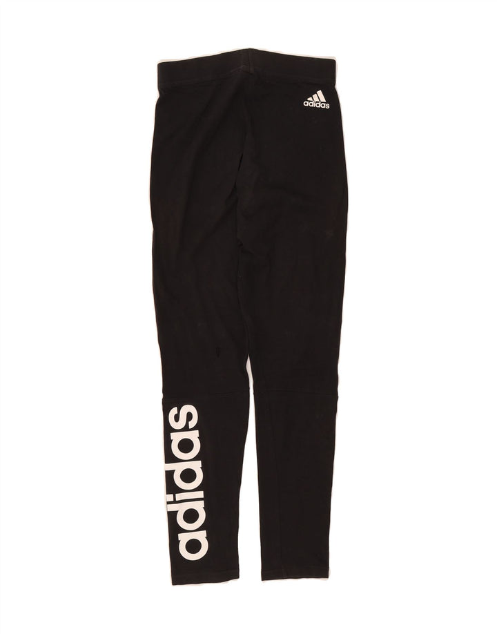 ADIDAS Girls Graphic Leggings 13-14 Years Black Vintage Adidas and Second-Hand Adidas from Messina Hembry 