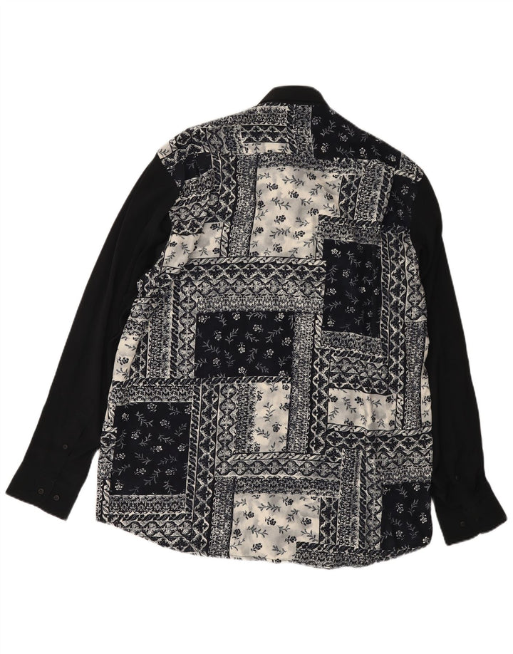 YVES DORSEY Mens Shirt Size 39/40 Medium Black Patchwork Viscose Vintage Yves Dorsey and Second-Hand Yves Dorsey from Messina Hembry 