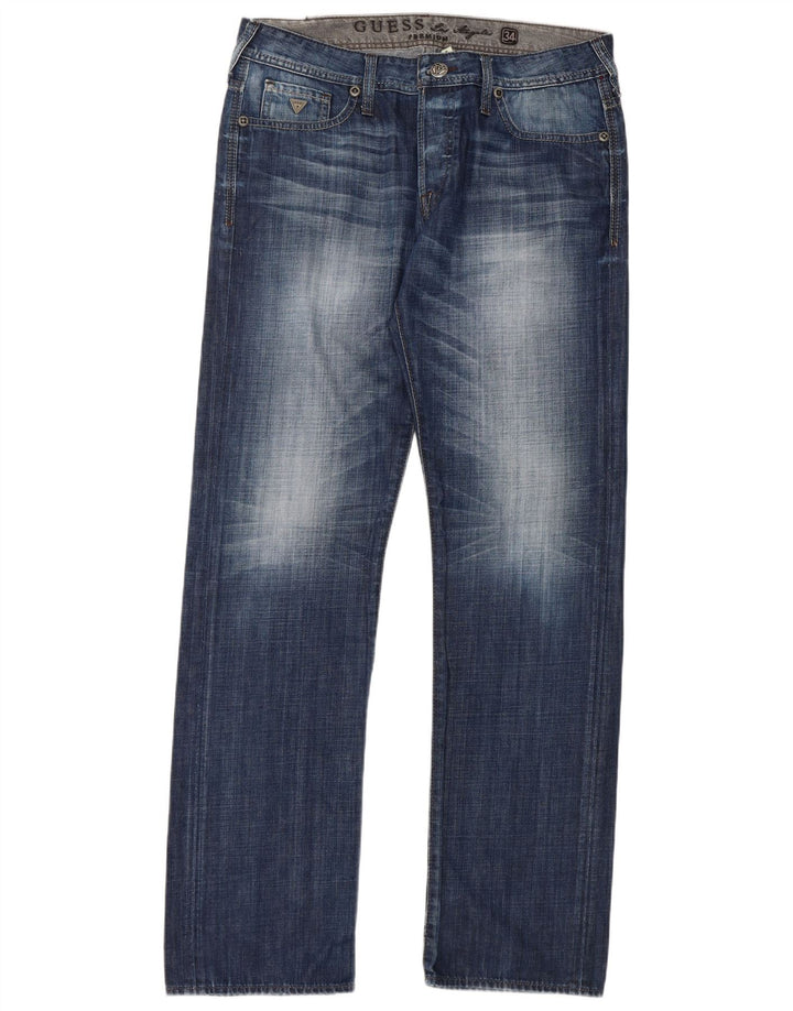 Guess Straight Jeans til mænd W34 L34 Blå Bomuld