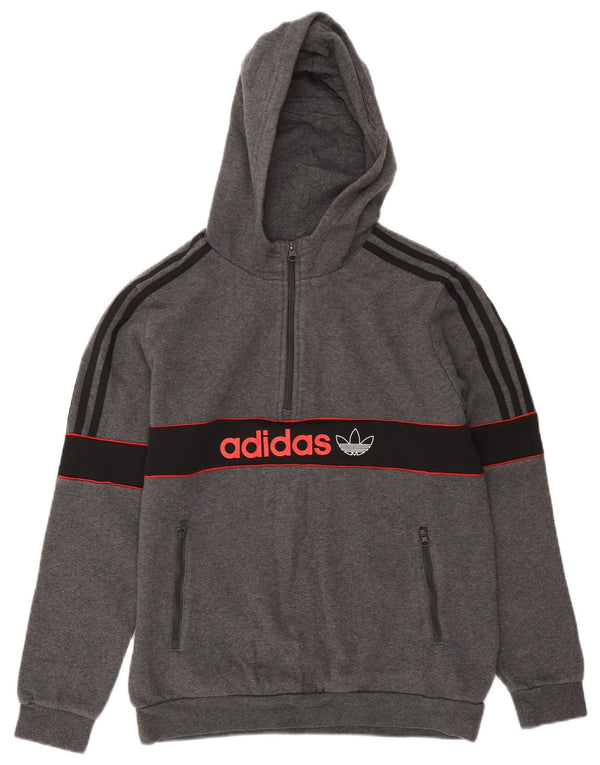 Adidas drenge grafisk hættetrøje med lynlås 15-16 år grå farveblok