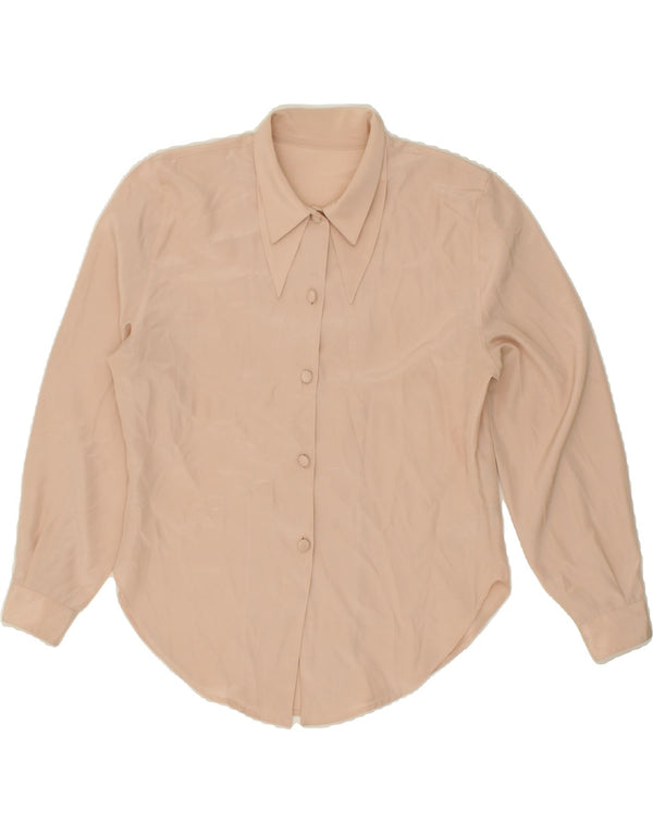 VINTAGE Dame skjortebluse UK 10 Small Beige