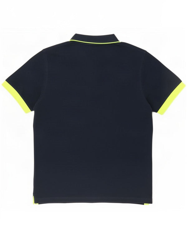 Sun68 Mens Polo Shirt Large Navy Blue Striped Cotton