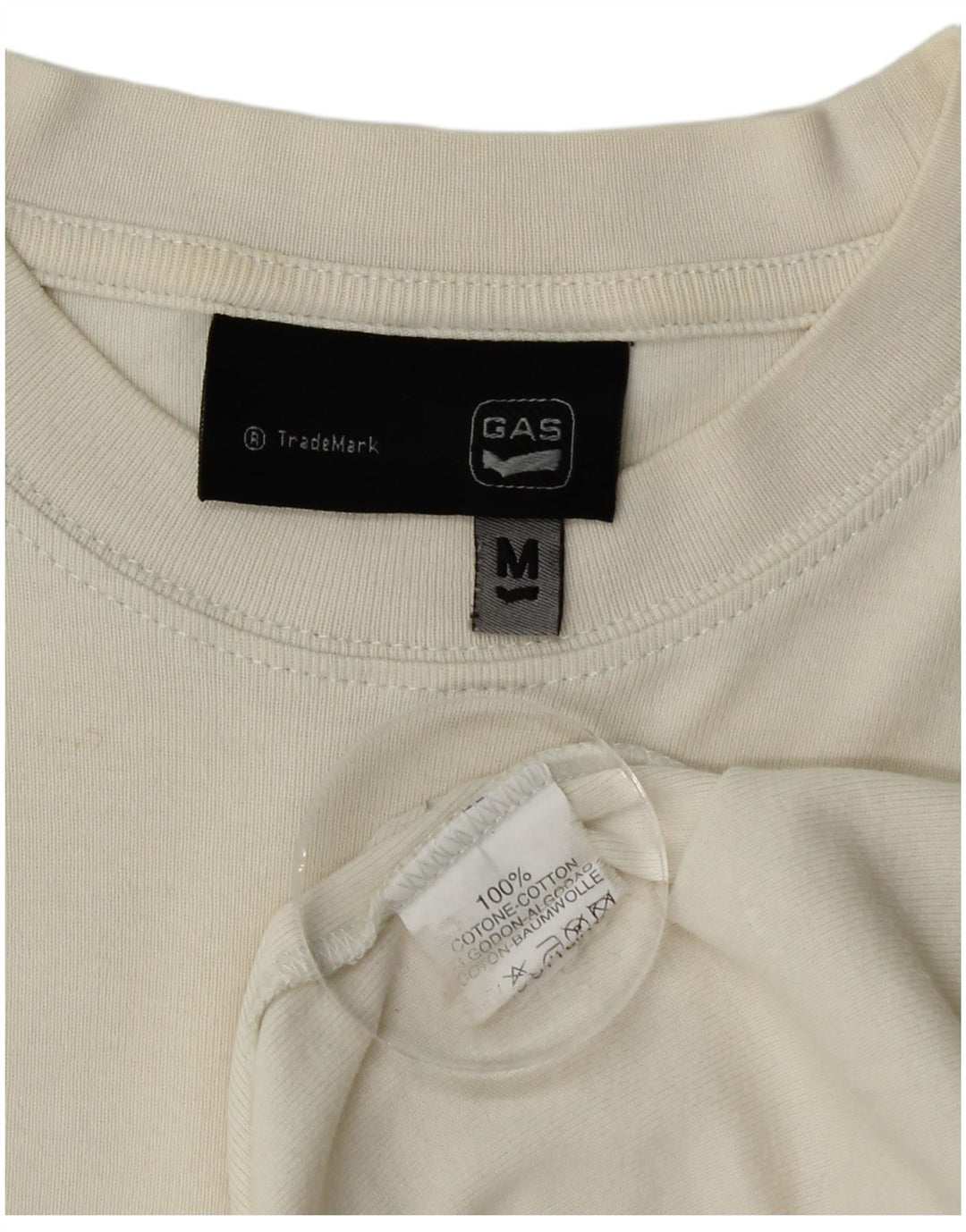 Gas T-shirt top UK 12 Medium hvid bomuld