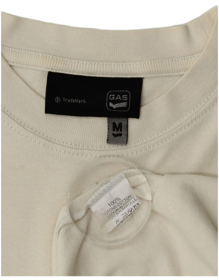 Gas T-shirt top UK 12 Medium hvid bomuld