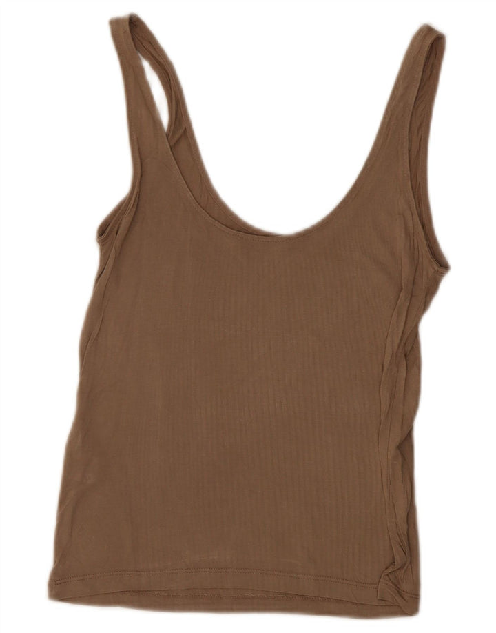 Zara Damevest Top UK 10 Small Khaki Viscose