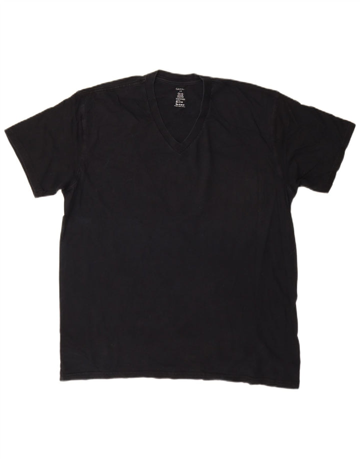 CALVIN KLEIN Herre T-Shirt Top Stor Marineblå Bomuld