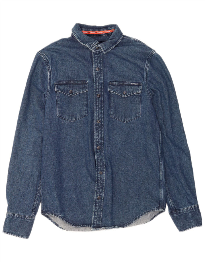 Superdry denimskjorte til mænd, lille blå bomuld