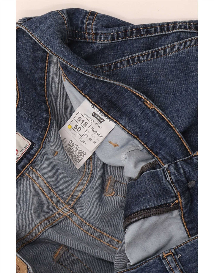 Carrera Herre 618 Denim Cargo Shorts W34 Stor Blå Bomuld