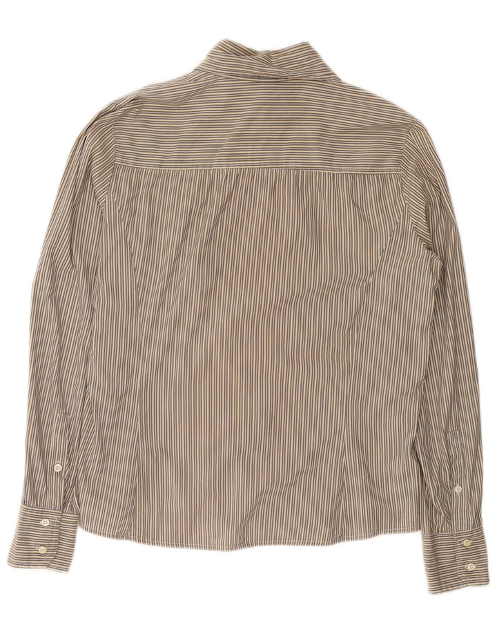 MAX MARA Dame Weekend Flæse Front Skjorte UK 16 Stor Beige Nålestribe