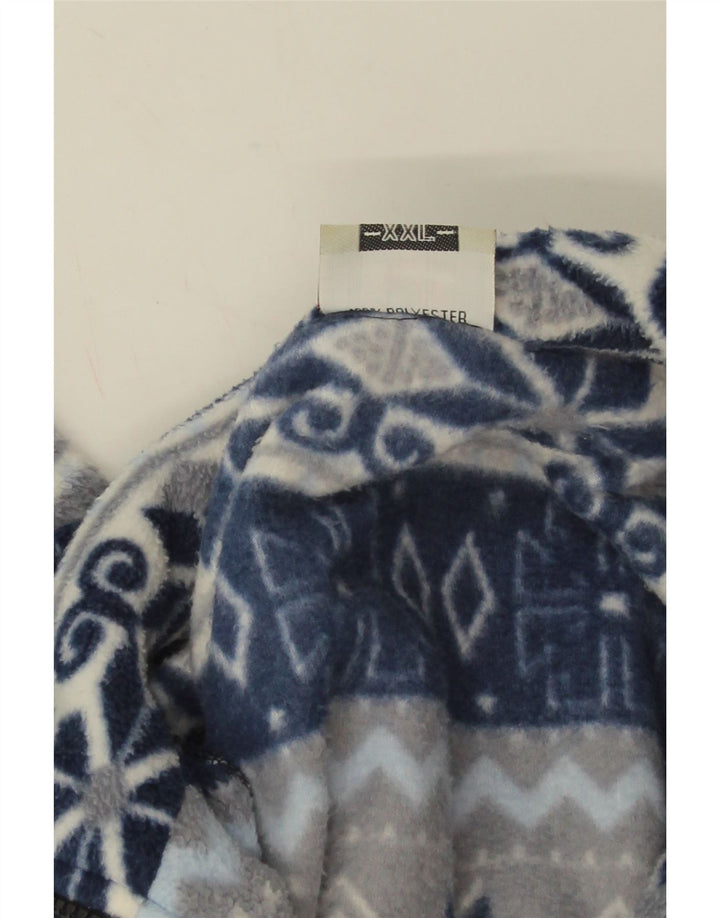 Vintage fleecejakke til mænd UK 44 2XL Navy Blue Fair Isle Polyester