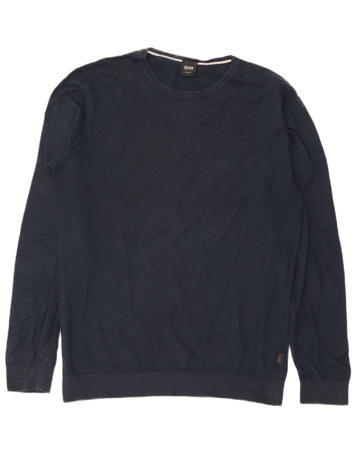 Hugo Boss Herre Crew Neck Jumper Sweater Large Navy Blue