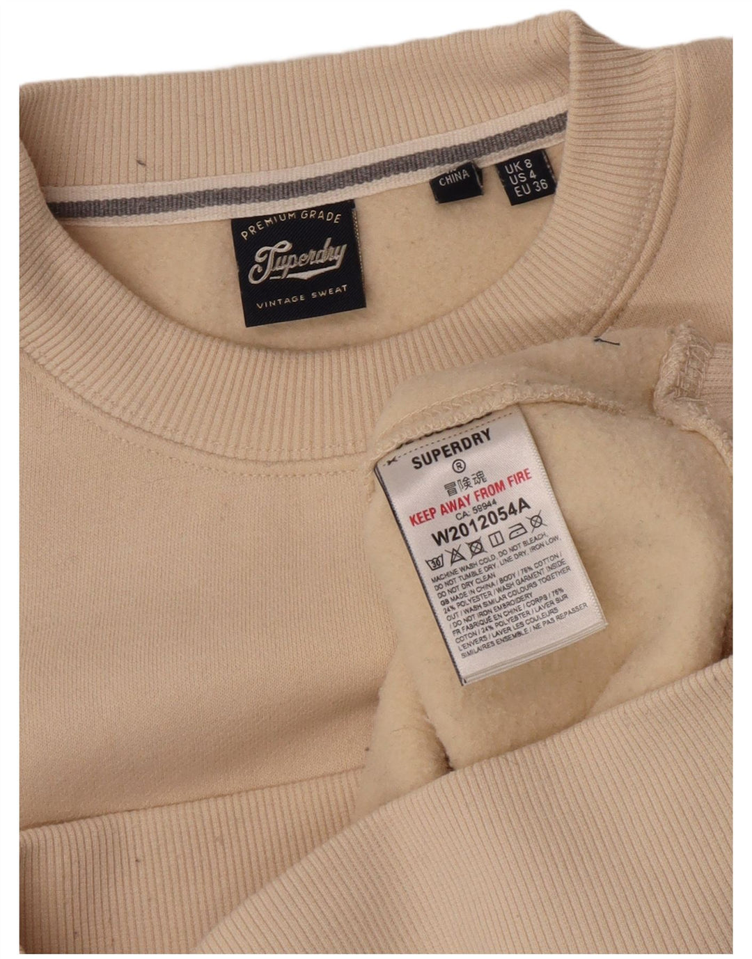 Superdry Womens Oversized Sweatshirt Jumper UK 8 Small Beige Bomuld