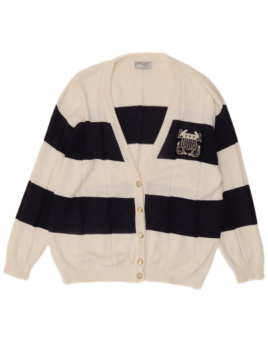 Baldini Dame Cardigan Sweater UK 16 Stor Hvidstribet