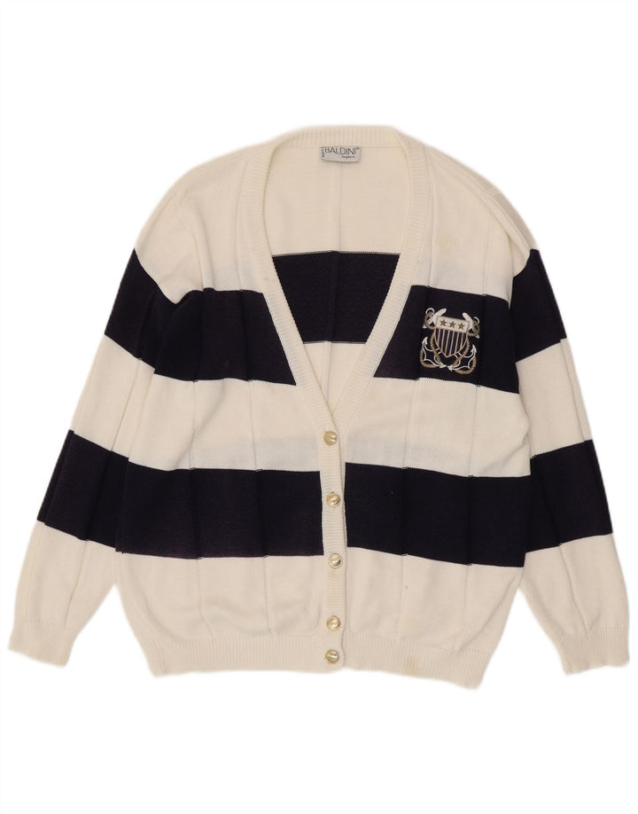 Baldini Dame Cardigan Sweater UK 16 Stor Hvidstribet