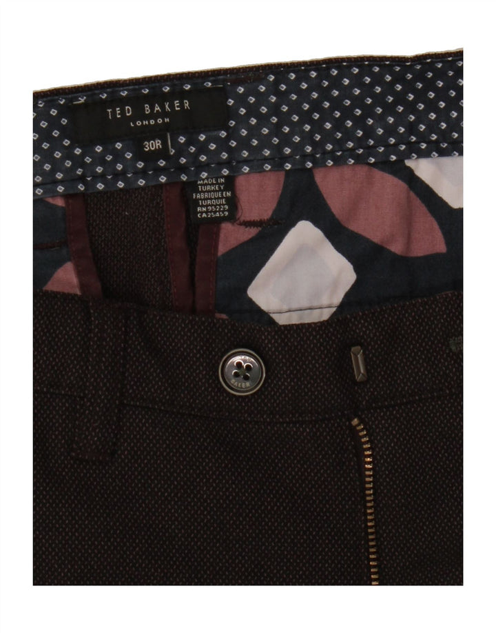 TED BAKER Mens Straight Suit Trousers W30 L30 Brown Polyester Vintage Ted Baker and Second-Hand Ted Baker from Messina Hembry 