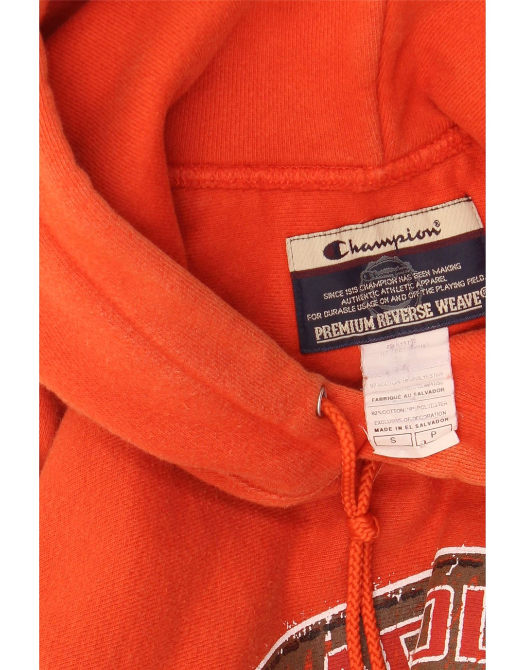Champion Herre Reverse Weave Grafisk Hoodie Jumper Lille Rød Bomuld