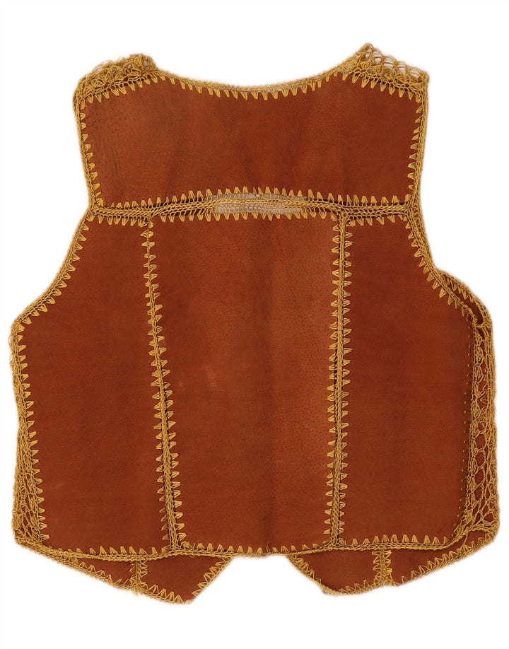 Vintage dame ruskind vest UK 10 Small Brown