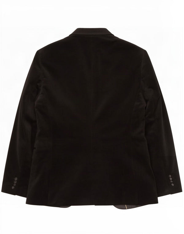 Zara Herre 1 Knap Velour Blazer Jakke EU 54 XL Sort Polyester