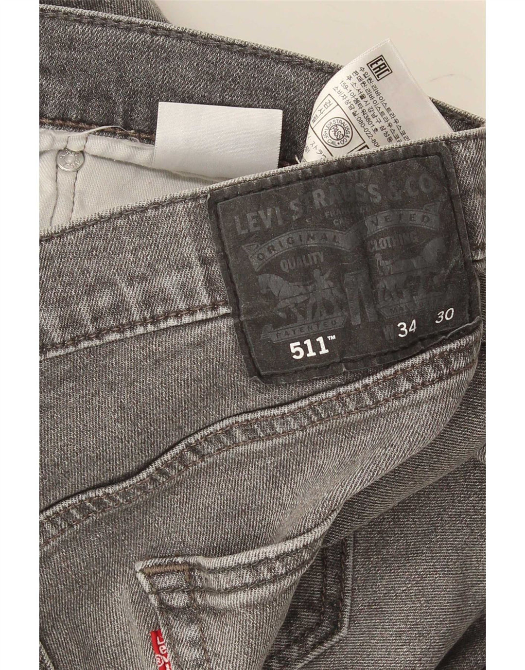 Levi's Herre 511 Slim Jeans W34 L30 Grå Bomuld