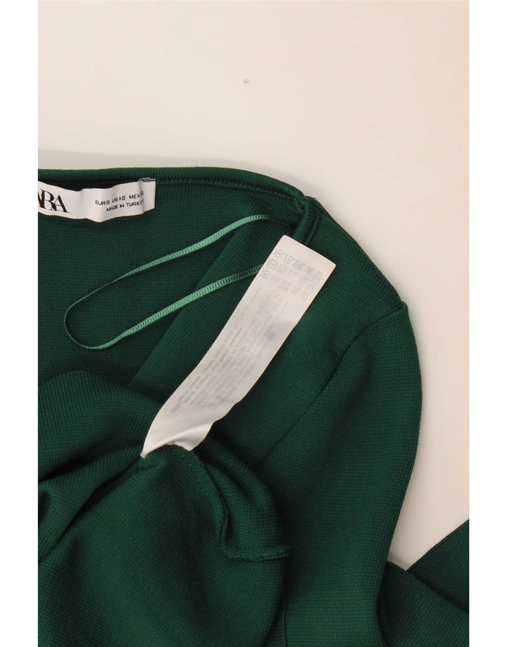 Zara Womens Crop Top Langærmet UK 8 Small Green Polyester