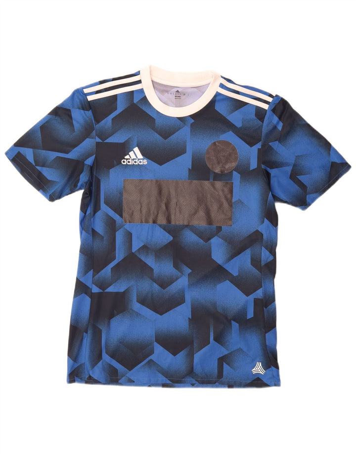 Adidas Herre Climalite grafisk T-shirt top lille blå geometrisk polyester