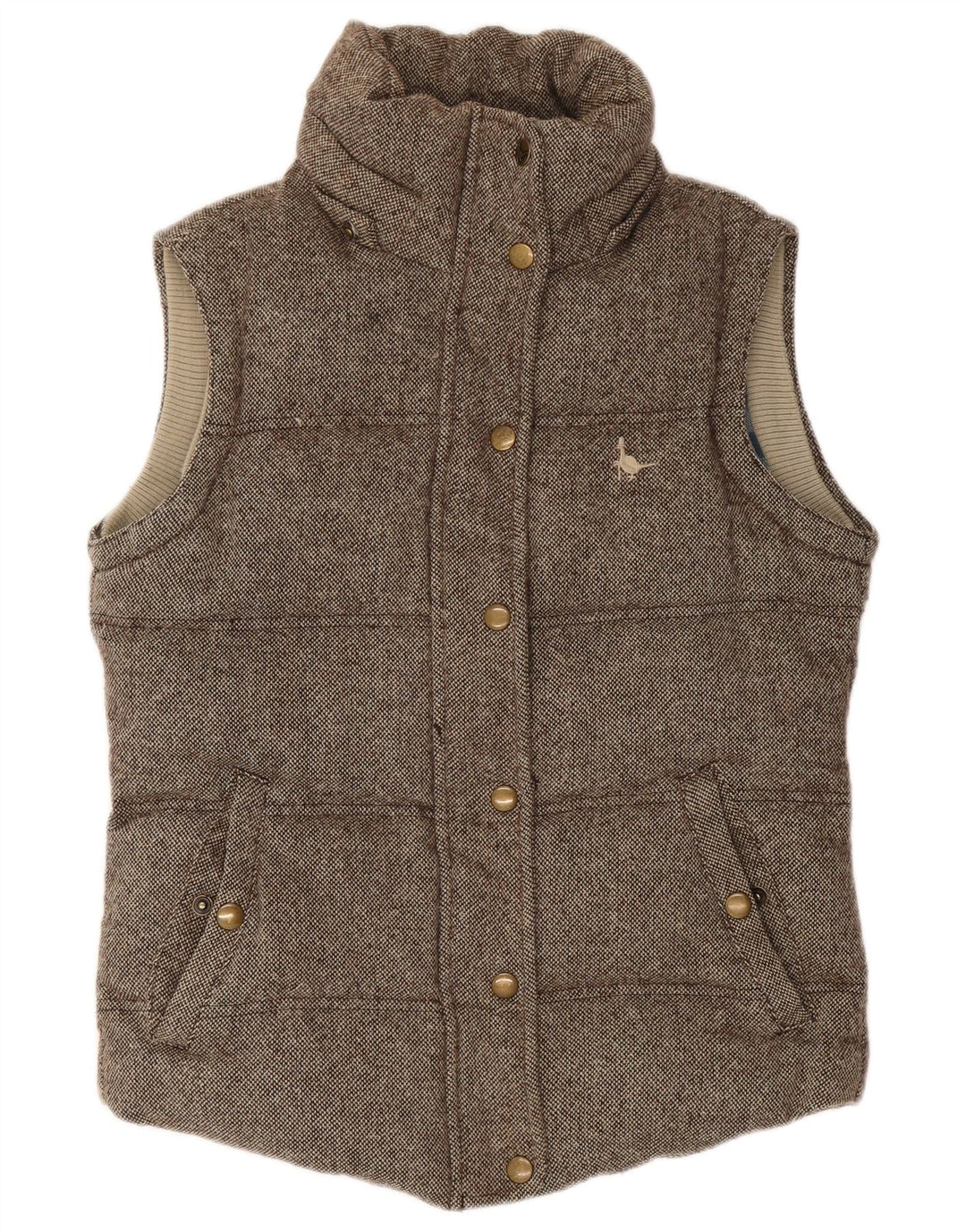 Jack Wills Dame Polstret Gilet UK 8 Small Brown Flecked Uld