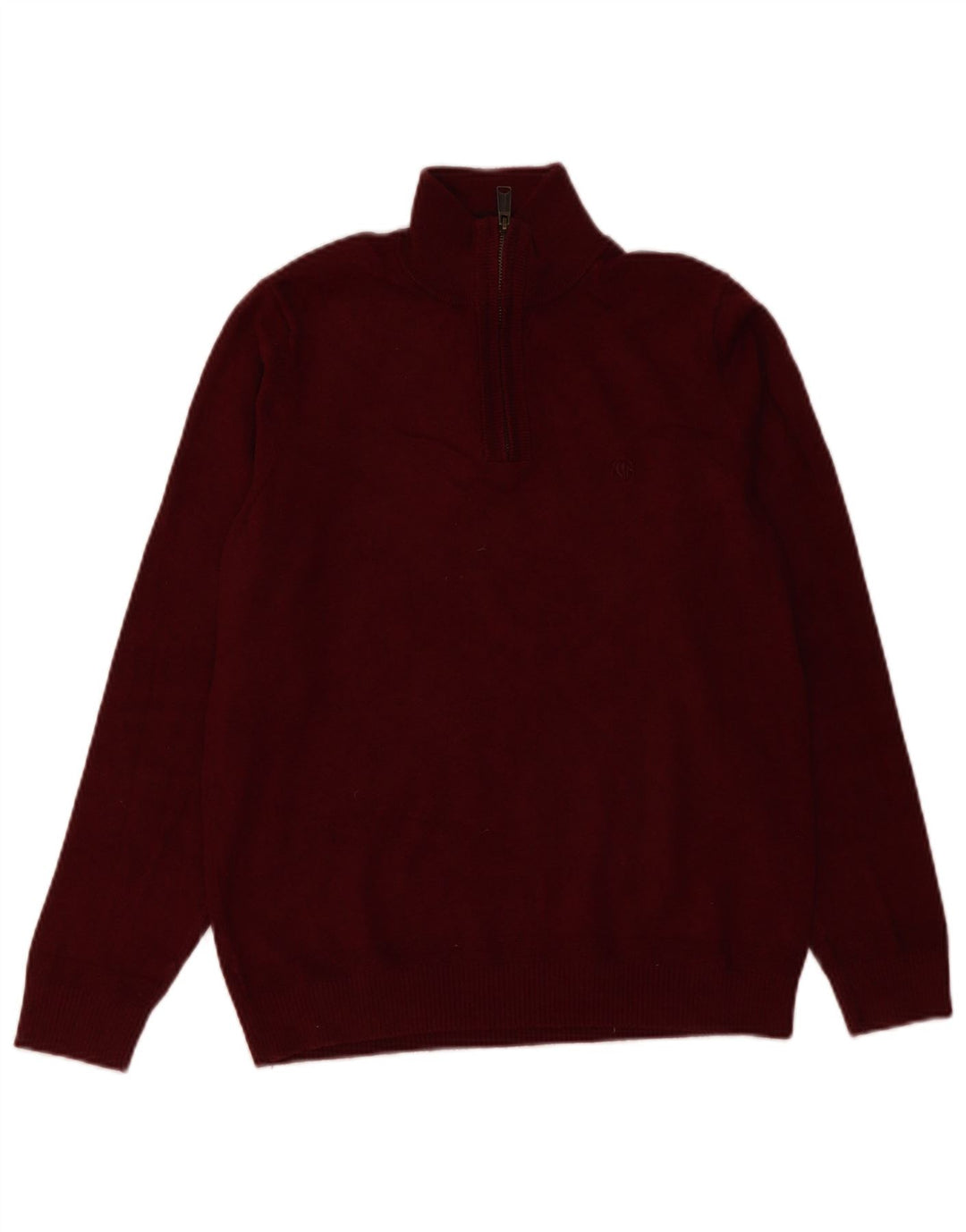 Fat Face Herre Zip Neck Jumper Sweater Lille Bourgogne bomuld