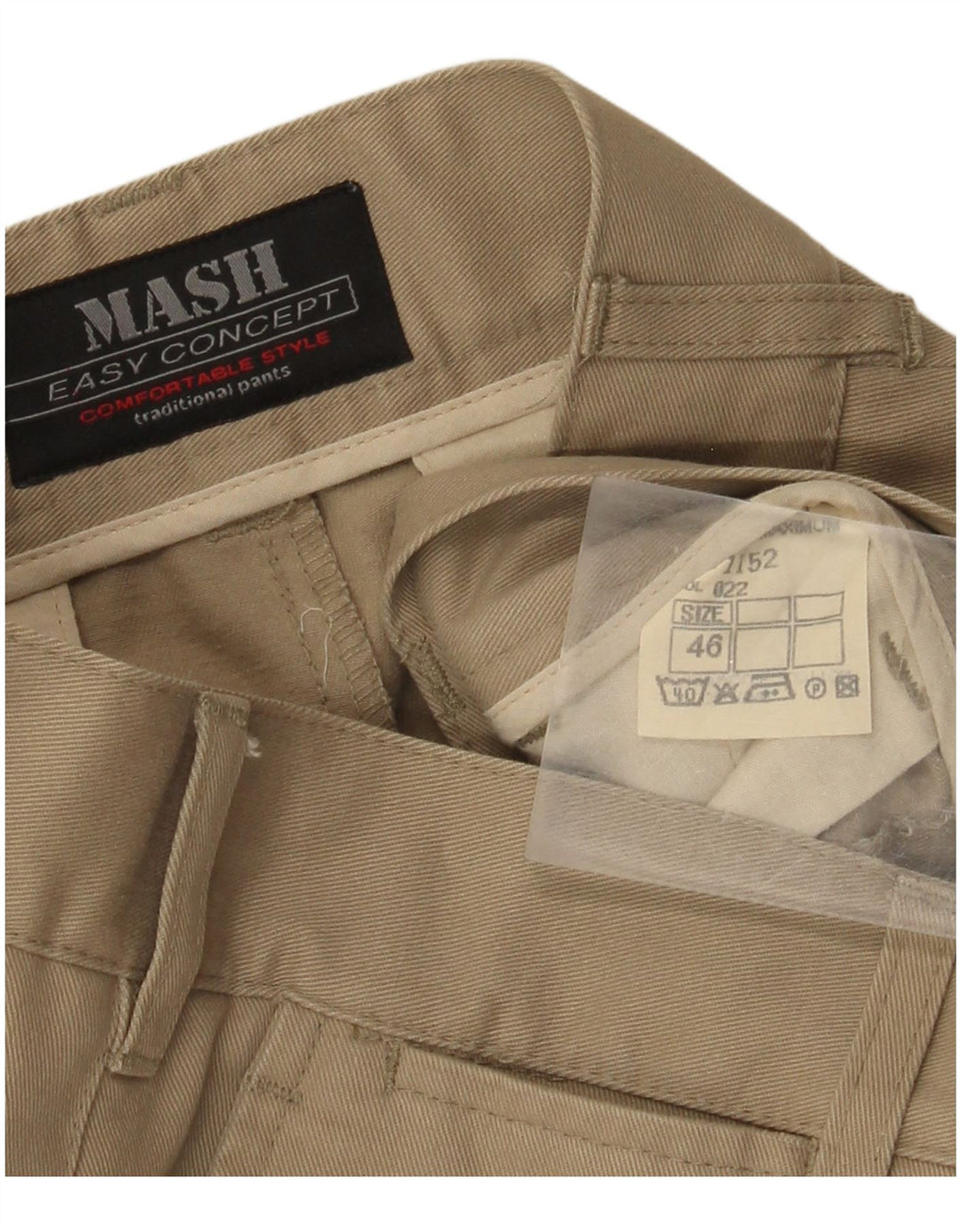 Mash Herre Lige Chino Bukser IT 46 Small W30 L31 Beige Bomuld