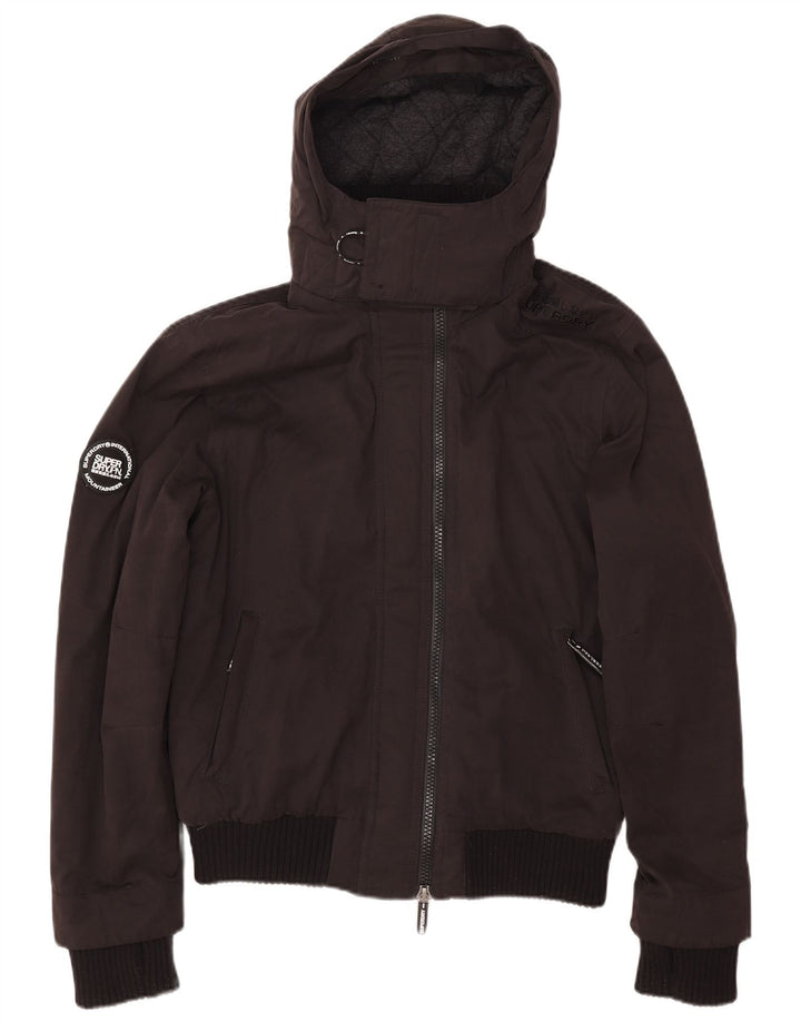 Superdry Womens Windbomber Bomberjakke med hætte UK 16 Stor sort polyester