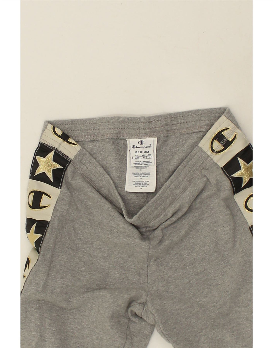 CHAMPION Womens Graphic Leggings UK 12 Medium Grey Geometric Cotton | Vintage Champion | Thrift | Second-Hand Champion | Used Clothing | Messina Hembry 