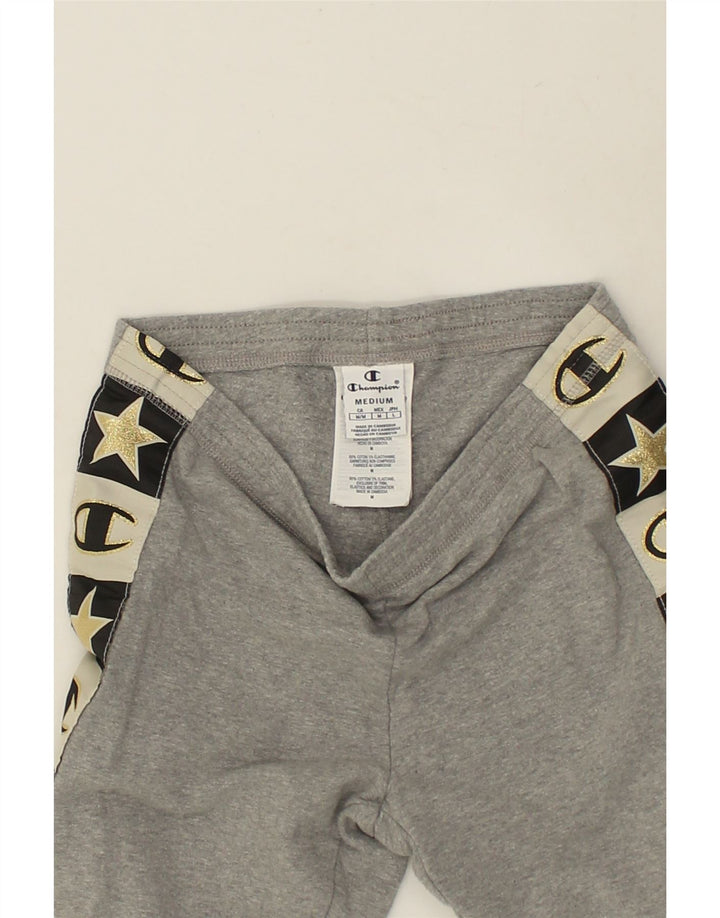 CHAMPION Womens Graphic Leggings UK 12 Medium Grey Geometric Cotton | Vintage Champion | Thrift | Second-Hand Champion | Used Clothing | Messina Hembry 