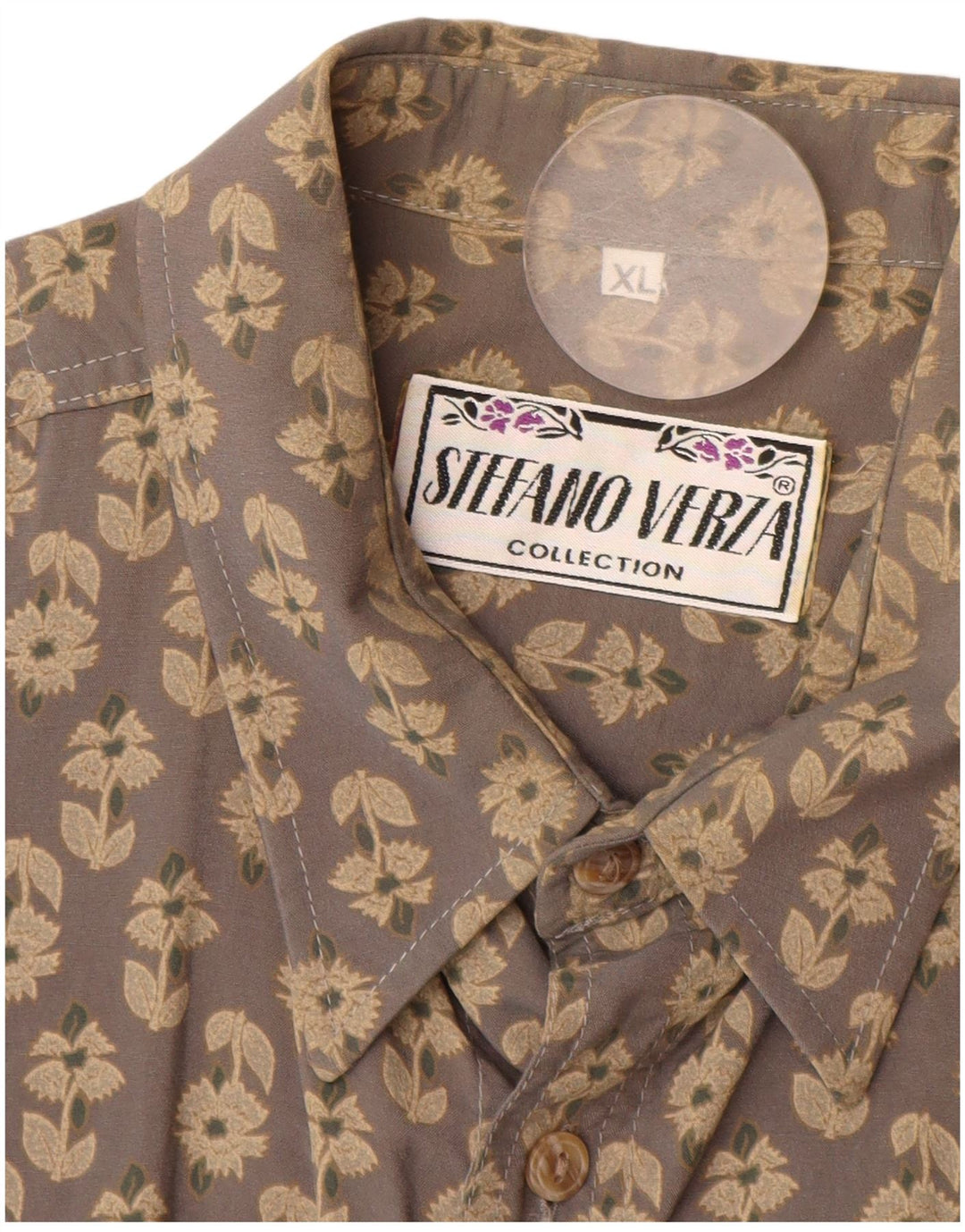 Vintage herreskjorte XL grå blomsterviscose