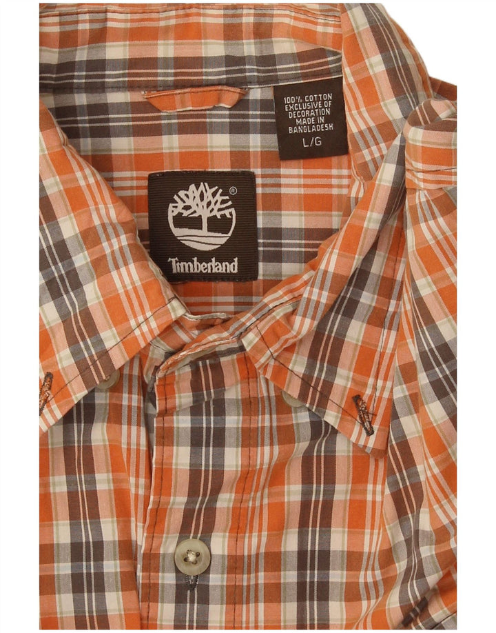 Timberland herreskjorte stor orange ternet bomuld