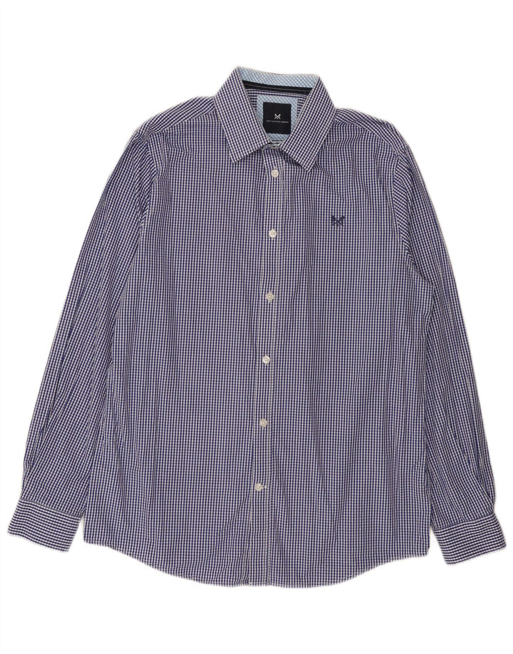 Crew Clothing Herre Classic Fit skjorte Medium Navy Blue Gingham Cotton